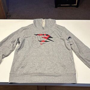 Nike Gray and Red Men's Hoodie